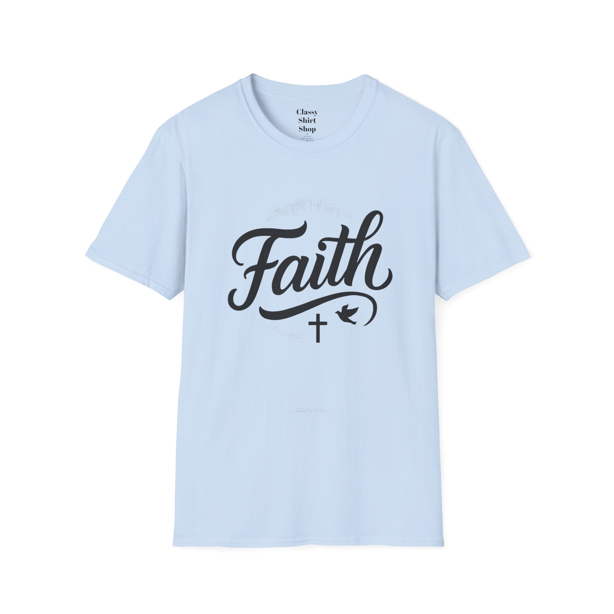 Faith Script T-Shirt — Christian Cross & Dove Inspirational Tee - Image 33