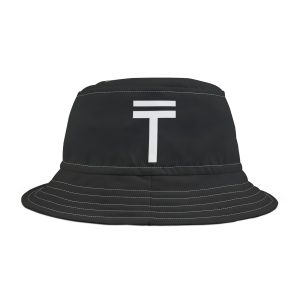 Minimalist T Symbol Bucket Hat — Black Cotton Sun Hat