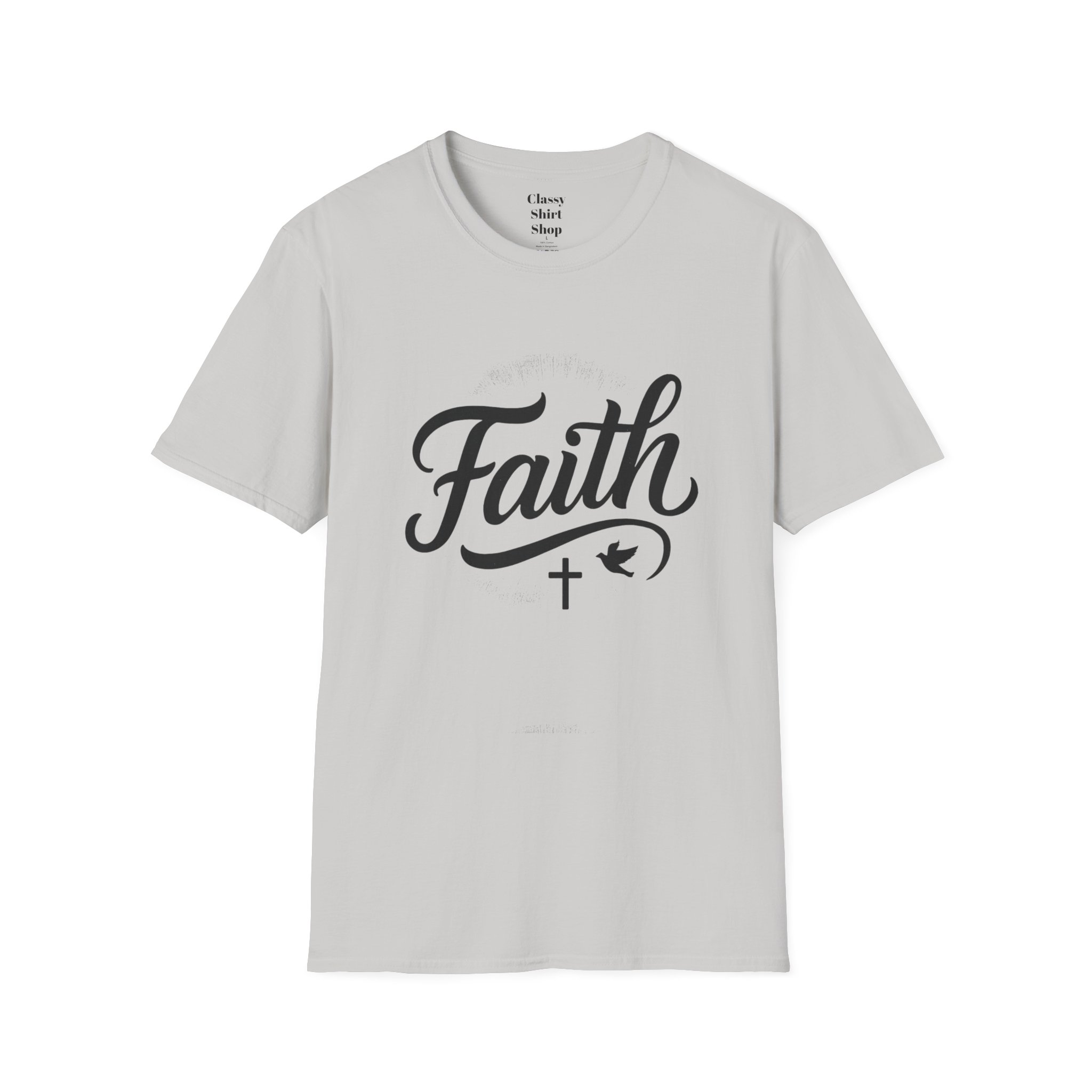 Faith Script T-Shirt — Christian Cross & Dove Inspirational Tee - Image 5
