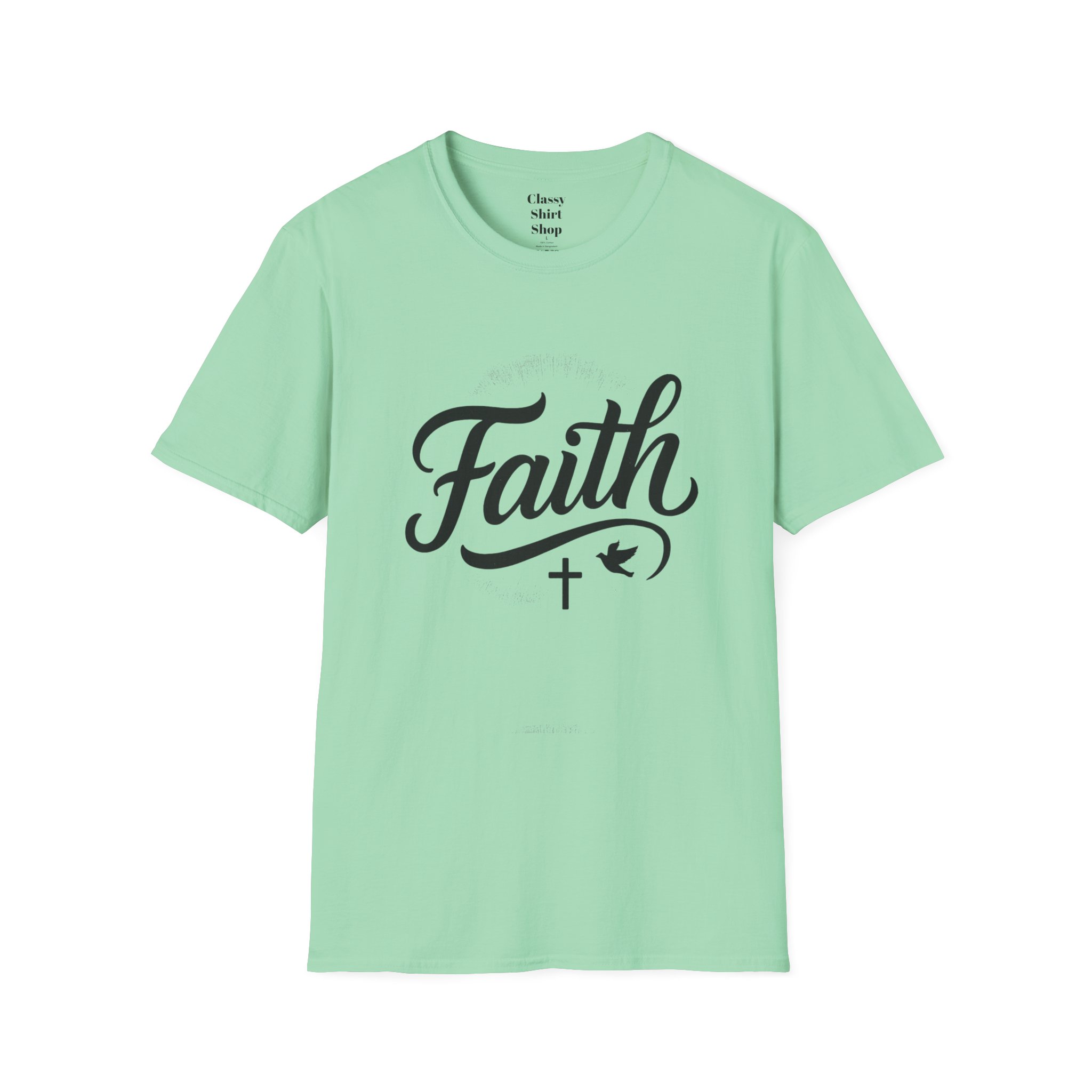 Faith Script T-Shirt — Christian Cross & Dove Inspirational Tee - Image 17