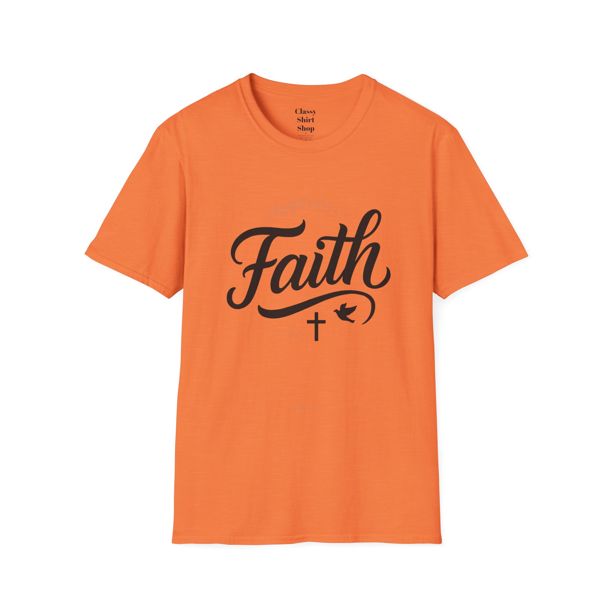 Faith Script T-Shirt — Christian Cross & Dove Inspirational Tee - Image 29