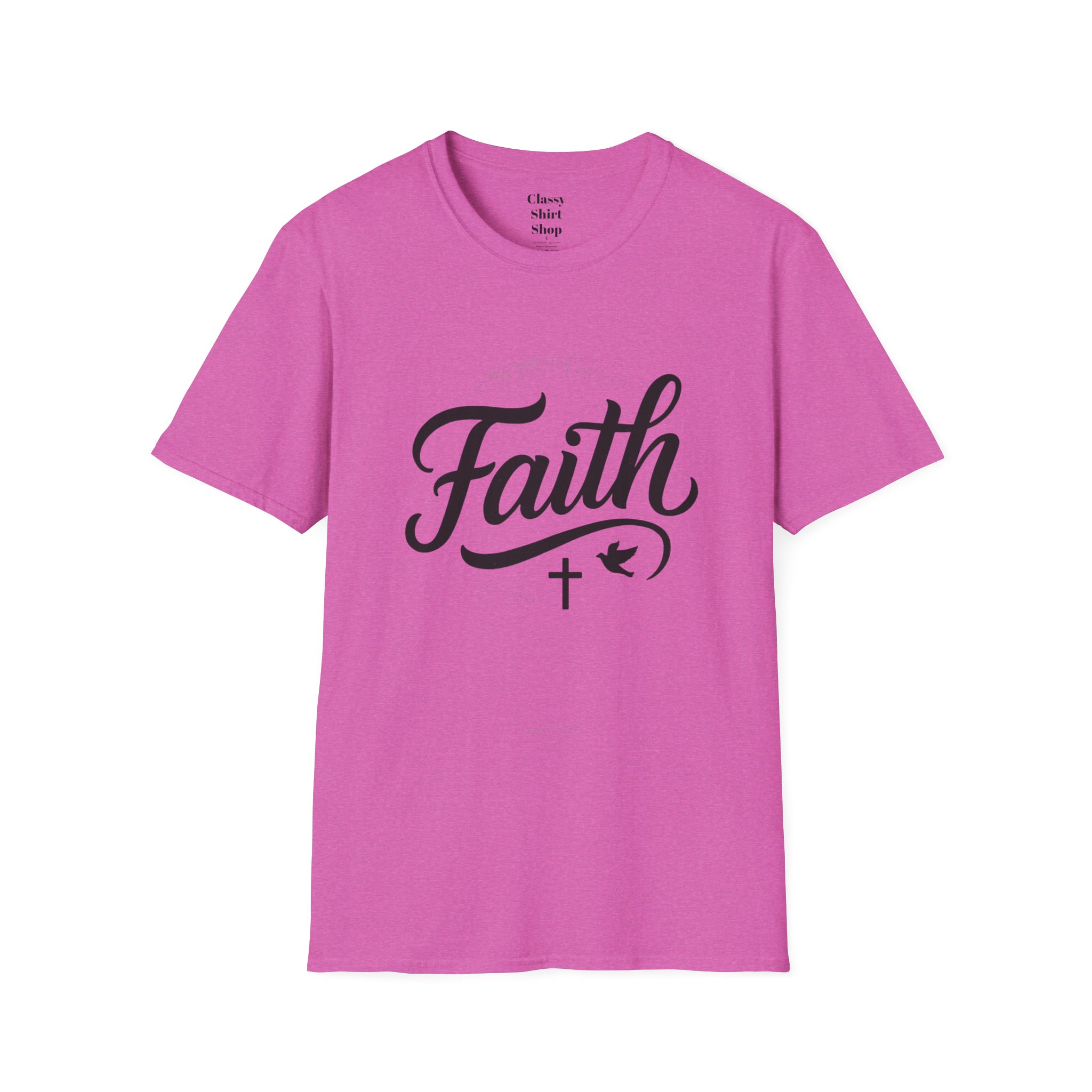 Faith Script T-Shirt — Christian Cross & Dove Inspirational Tee - Image 41