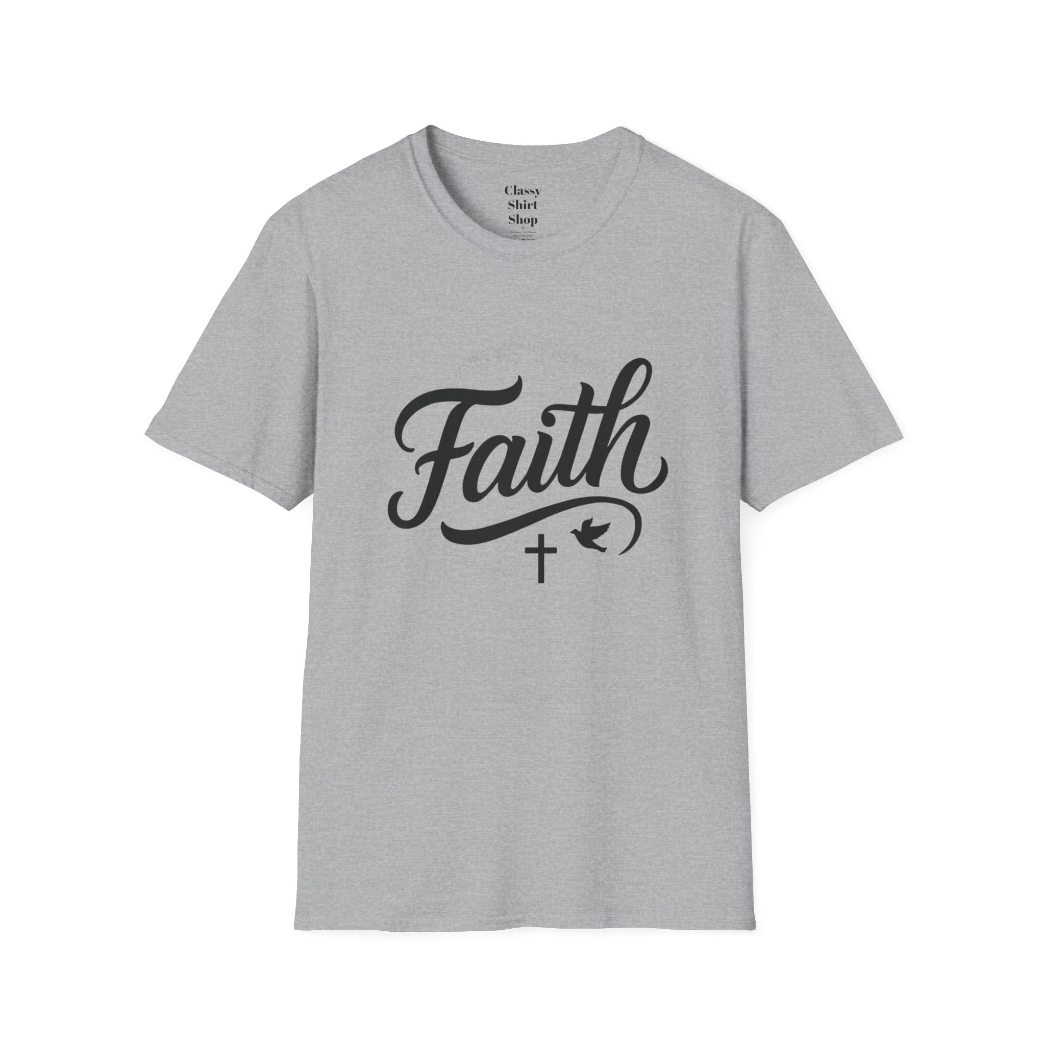 Faith Script T-Shirt — Christian Cross & Dove Inspirational Tee - Image 9