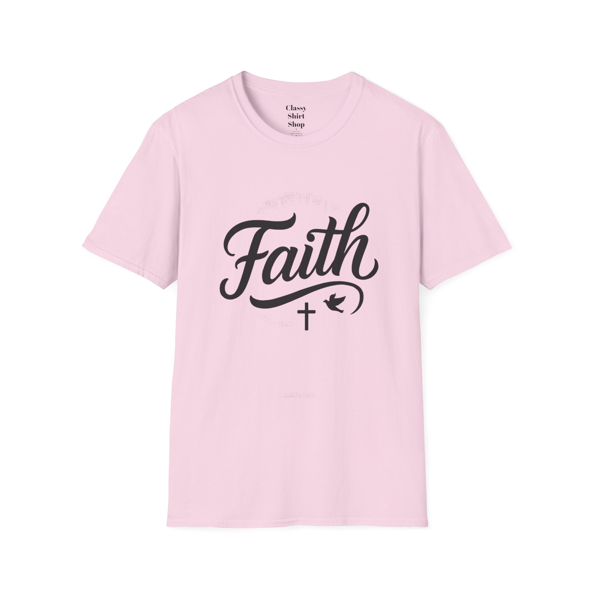 Faith Script T-Shirt — Christian Cross & Dove Inspirational Tee - Image 37