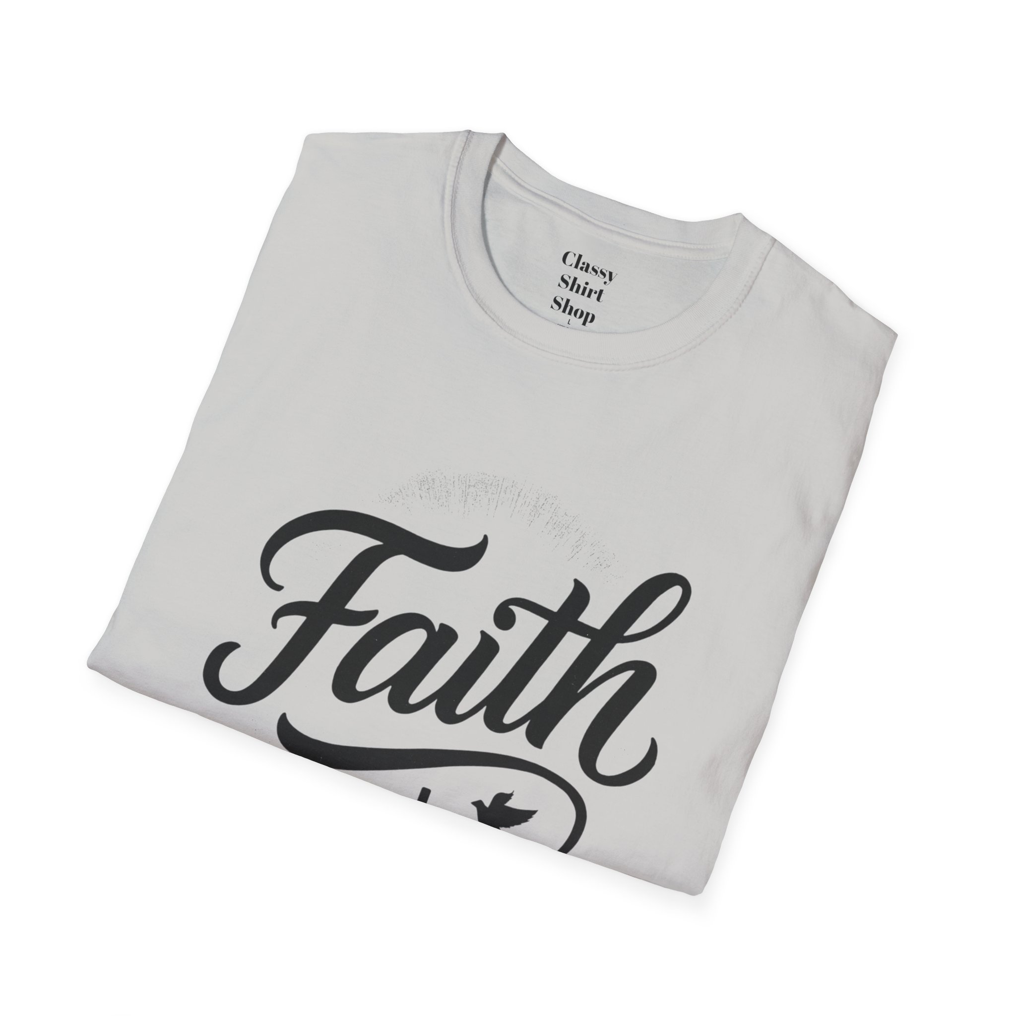 Faith Script T-Shirt — Christian Cross & Dove Inspirational Tee - Image 8