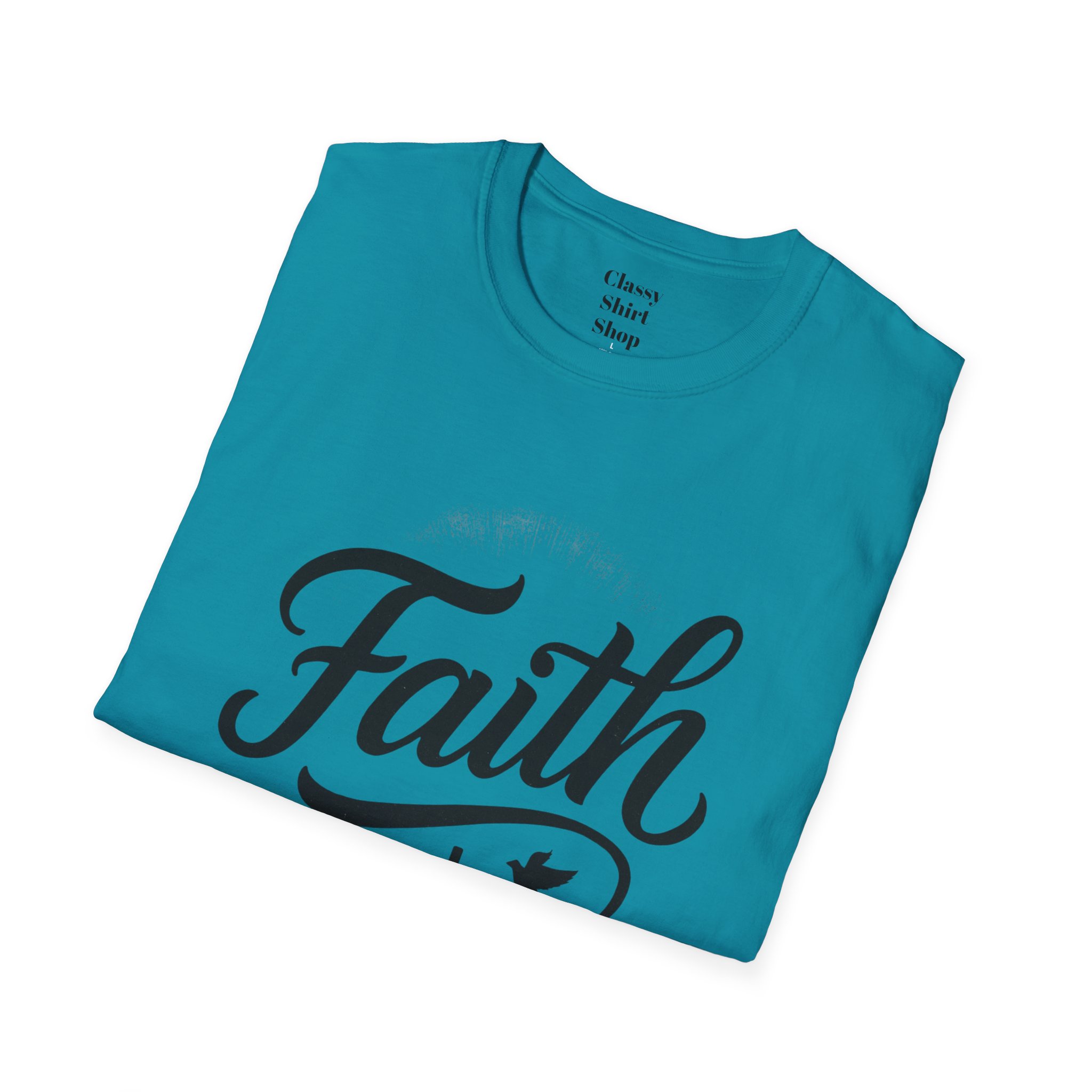 Faith Script T-Shirt — Christian Cross & Dove Inspirational Tee - Image 28