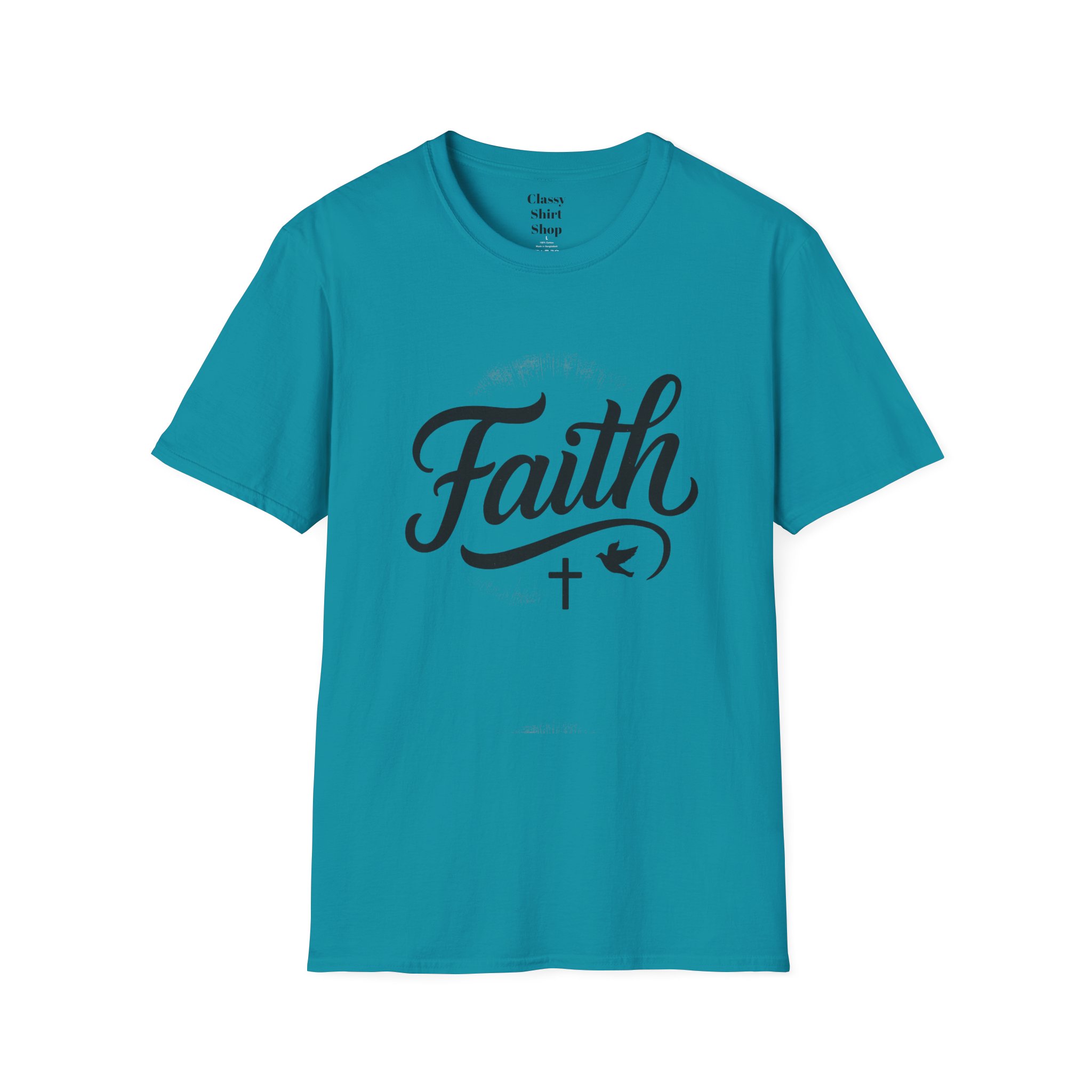 Faith Script T-Shirt — Christian Cross & Dove Inspirational Tee - Image 25