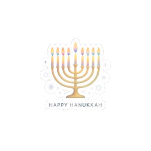 Happy Hanukkah Menorah Sticker — Kiss-Cut Holiday Sticker