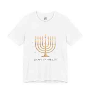 Hanukkah Menorah T-Shirt — "Happy Hanukkah" Holiday Tee