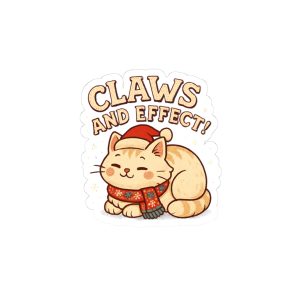 Claws and Effect Cat Sticker — Cute Winter Cat Kiss-Cut Vinyl Sticker