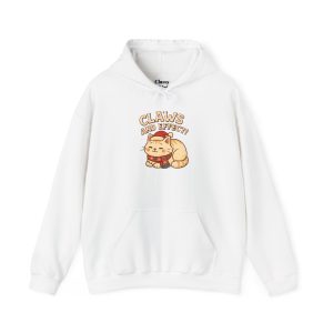 Cat Lover Hoodie – “Claws and Effect” Cute Cartoon Cat Graphic Sweatshirt