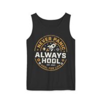 Always HODL Tank Top – "Never Panic" Crypto Rocket Graphic Tank